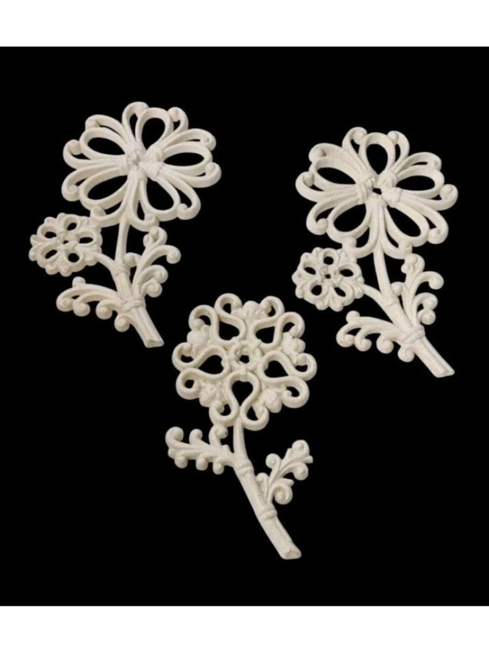 Vintage Set of 3 Homco MCM Floral Wall Decor Boho Hippie Cottage White 70's